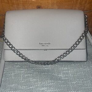 Kate spade ♠️ NWOT Gray Saffiano leather with a silver chain crossbody bag.